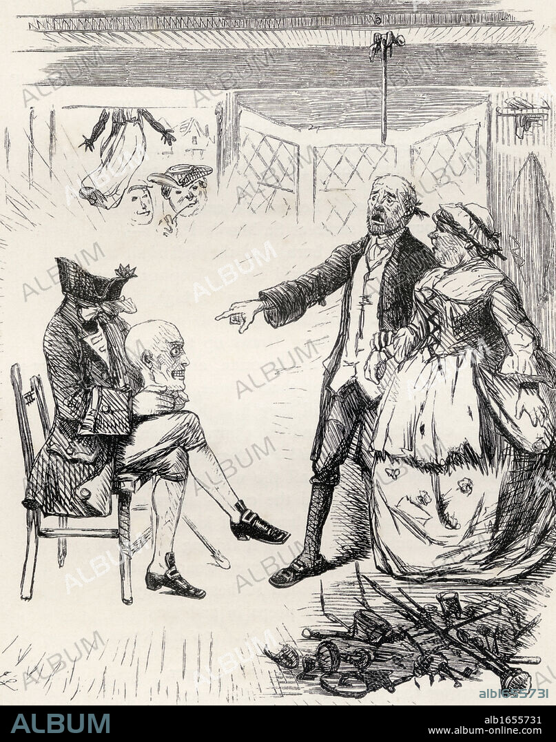 Illustration by J. Leech to the poem The Legend of Hamilton Tighe. From the book The Ingoldsby Legends or Mirth and Marvels by Thomas Ingoldsby, published 1865.
