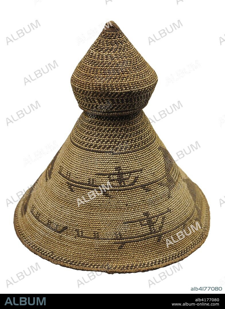 Sombrero. Cultura Nuu-chah-nulth (Nutka). Costa Noroeste. Isla de Vancouver, Canadá. Ultimo tercio del siglo XVIII. Fibra vegetal. Museo de América. Madrid. España.