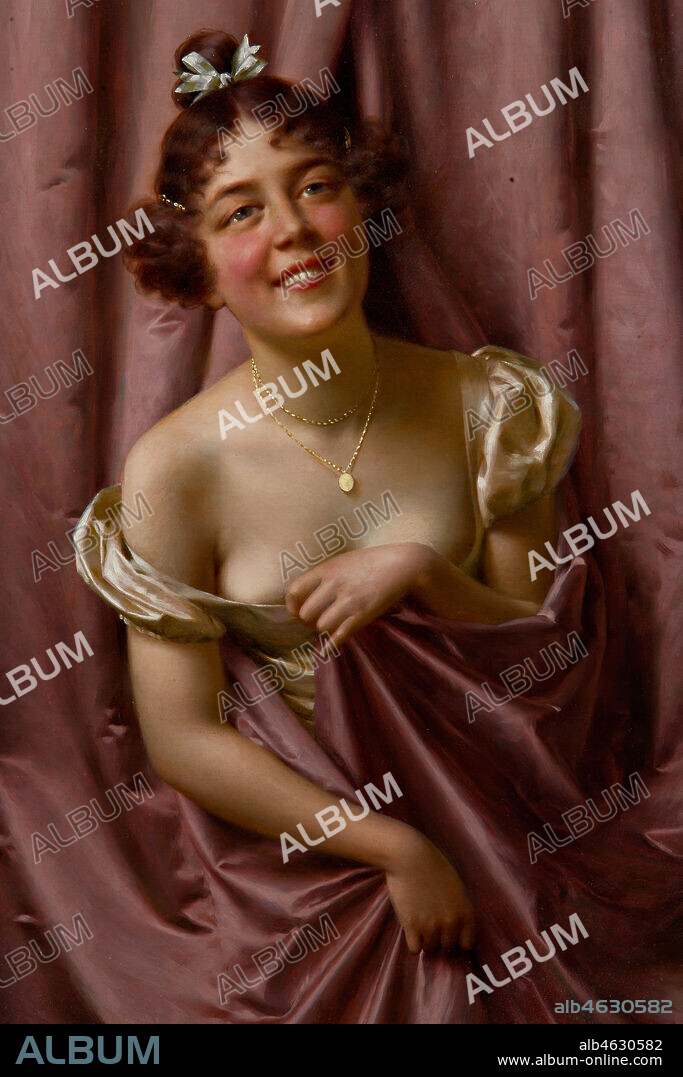 Assicoop - Unipol Collection: Vittorio Reggianini (1853 - 1910), "Lady in Purple". Oil on canvas, cm. 35,5 x 55.