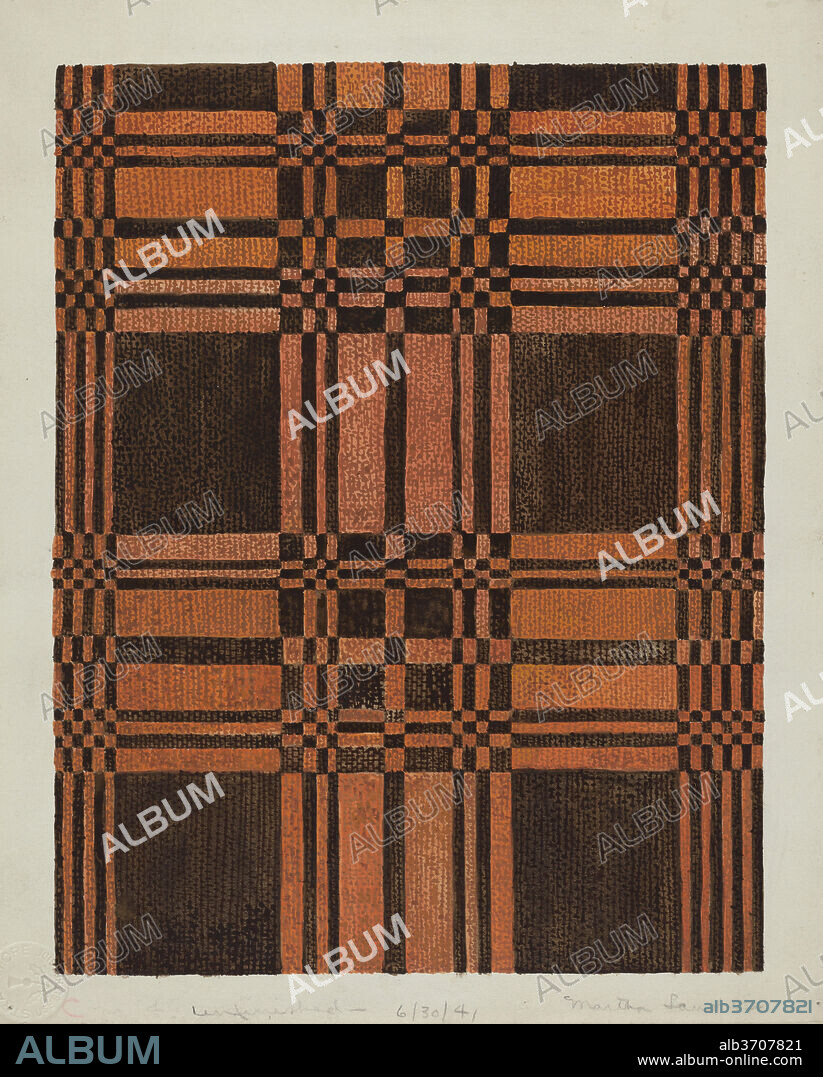 MARTHA L. LANSCHER. Woven Coverlet. Dated: 1935/1942. Dimensions: overall: 55.8 x 40.7 cm (21 15/16 x 16 in.). Medium: watercolor and graphite on paper.