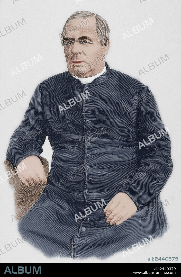 Sebastian Kneipp (1821-1897). Sacerdote y médico alemán. Grabado por Rico. "La Ilustración Española y Americana", 1892. Coloreado.