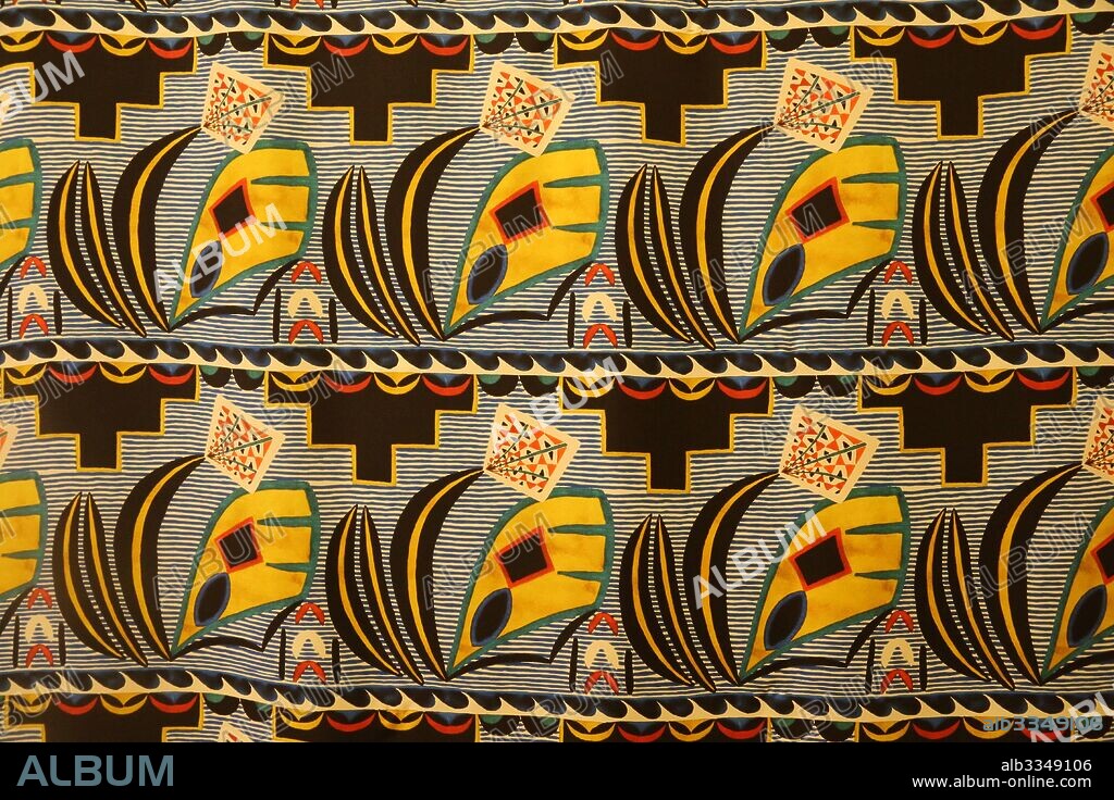 LEON BAKST. Textile design with American Indian motifs.
