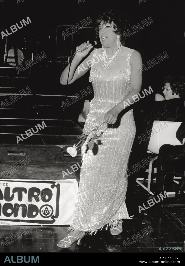 Josephine Baker on stage. The dancer, singer and actress Josephine Baker performing  for the audience. Italy, 1969.