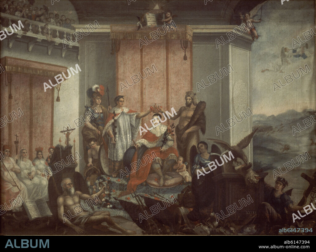 PAZ JOSE IGNACIO. ALEGORIA DE LA CORONACION DEL EMPERADOR AGUSTIN ITURBIDE - 1822 - EMPERADOR DE MEXICO - OLEO/TELA - SIGLO XIX.