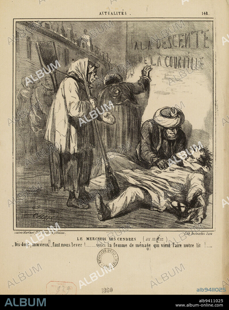 Ash Wednesday., Cham (Amédée Charles de Noé, known as), Draftsman-lithographer, Martinet (printer-bookseller), Publisher, Destouches, Pierre Louis Hippolyte, Printer-lithographer, Array, Print, Graphic arts, Print, Lithography, Dimensions - Work: Height: 36.5 cm, Width: 28.5 cm.