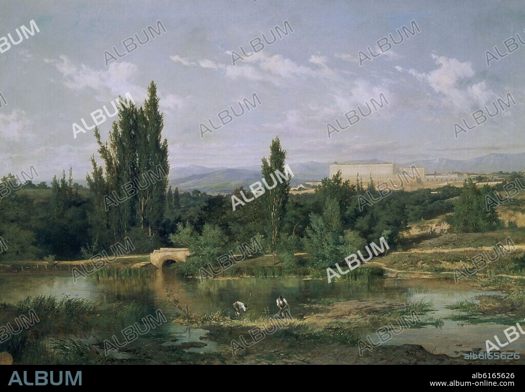 CARLOS DE HAES (1826-1898). 'Paisaje de la ribera del Manzanares', 1857, Óleo sobre lienzo, 69 x 100 cm, Inv. 0762.