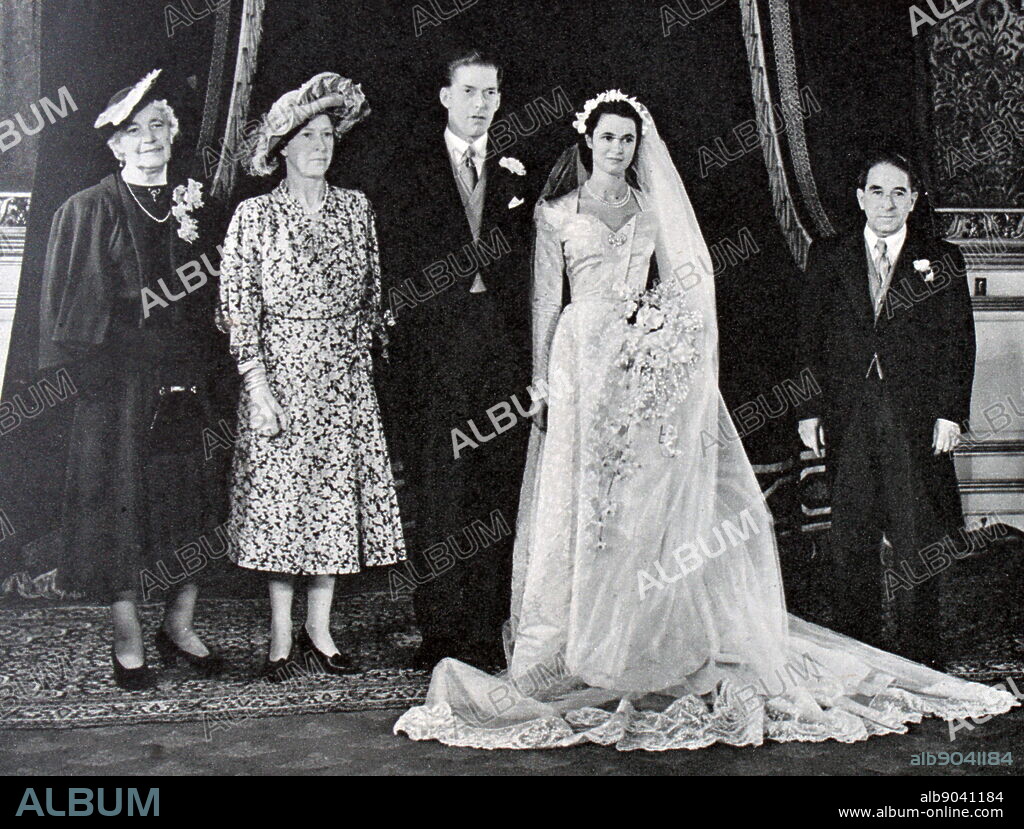 Wedding of Lord Harewood married Marion Stein. On 29 September 1949 at St. Mark's Church, London, Lord Harewood married Marion Stein, a concert pianist and the daughter of the Viennese music publisher Erwin Stein. George Henry Hubert Lascelles, 7th Earl of Harewood, KBE, AM (7 February 1923 - 11 July 2011), styled The Honourable George Lascelles before 1929 and Viscount Lascelles between 1929 and 1947, was a British classical music administrator and author. Illustrated London News.