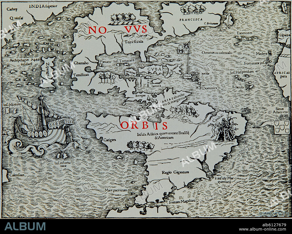 MUNSTER SEBASTIAN. MAPA DEL NUEVO MUNDO-NAVAE INSOLARUM 1540-AMERICA.