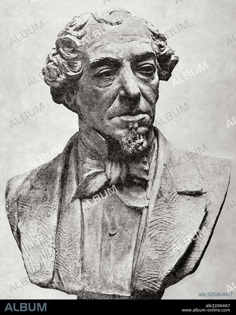 Benjamin Disraeli (1804-1881). 1st Earl of Beaconsfield. British politician and writer. He served as Prime Minister of the United Kingdom twice. Portrait. Engraving. "La Ilustracion Iberica", 1881.