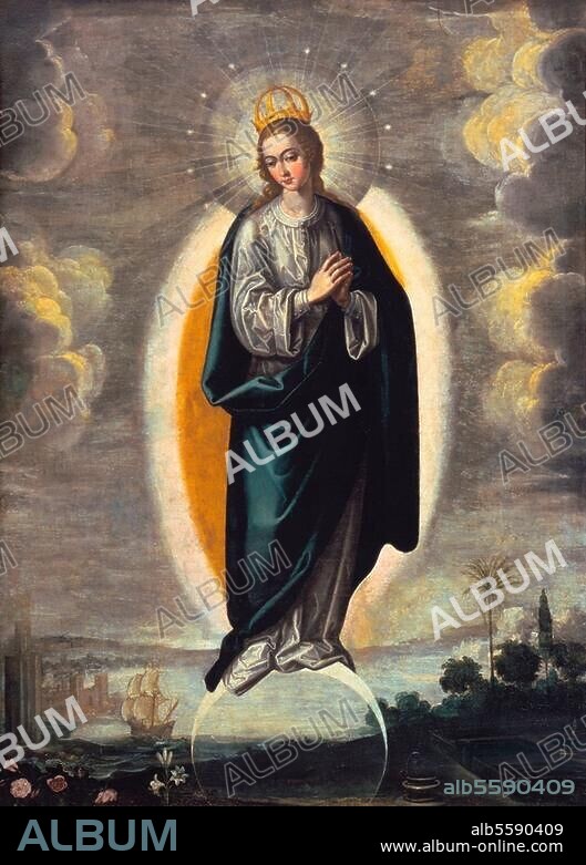 FRANCISCO PACHECO. Pacheco, Francisco. 1564-1654. "Inmaculada Concepción" (The Immaculate Conception). Oil on canvas, 144 × 100cm. Sevilla, Palacio Arzobispal (Archiepiscopal Palace).