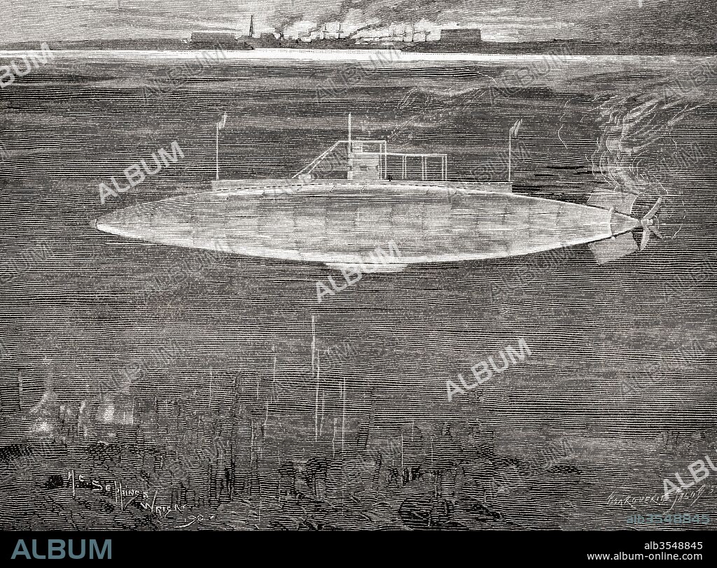 The French Navy submarine Gustave Zédé, which was launched in 1900. From The Century Edition of Cassell's History of England, published c. 1900.
