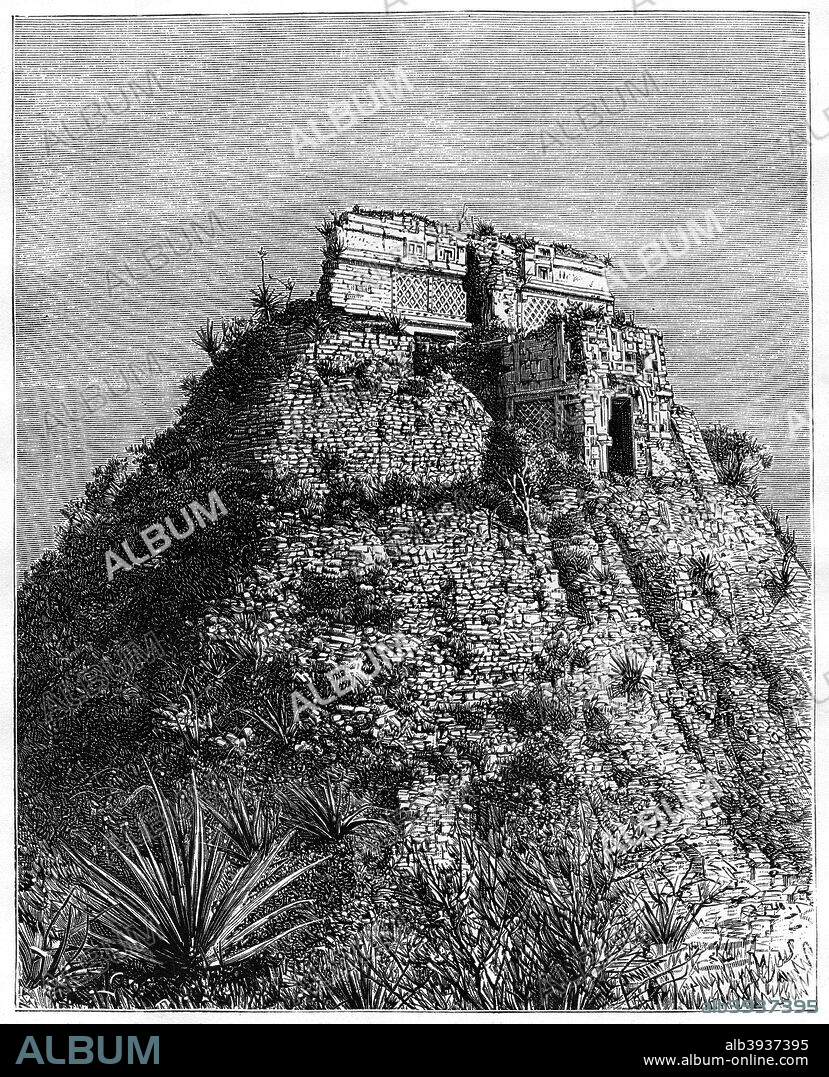 Uxmal, Pre-Columbian ruined city of the Mayan civilization in the state of Yucatán, Mexico, 19th century.