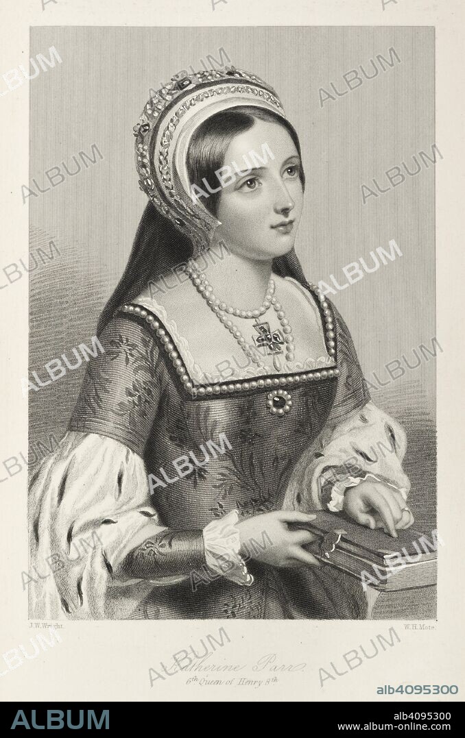 MARY BOTHAM HOWITT and W. H. MOTE. Katherine Parr, 6th queen of Henry 8th. Biographical sketches of the queens of Great Britain from the Norman Conquest to the reign of Victoria, or, Royal Book of Beauty. Edited by Mary Howitt. Illustrated, etc. London : Henry G. Bohn, 1851. Source: 10803.l.5 page 318.