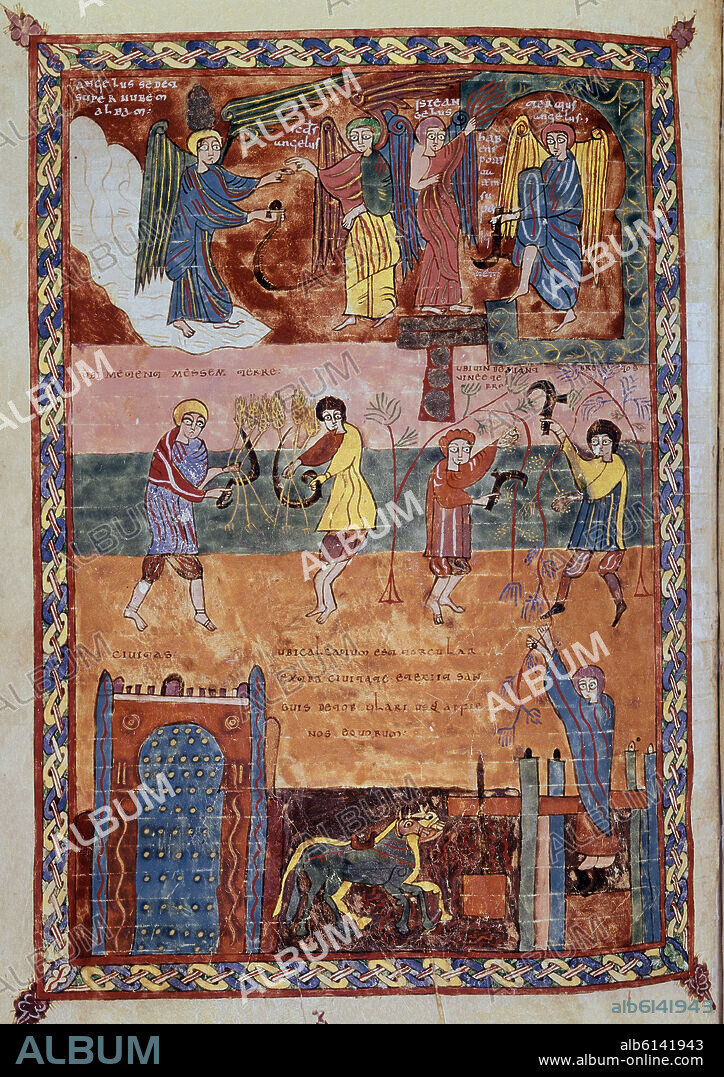 BEATO DE LIÉBANA. COMENTARIOS AL APOCALIPSIS DE SAN JUAN - PROCEDENTE DE VALCAVADO - SIEGA, VENDIMIA Y LAGAR DE LA IRA DE DIOS, 970.
