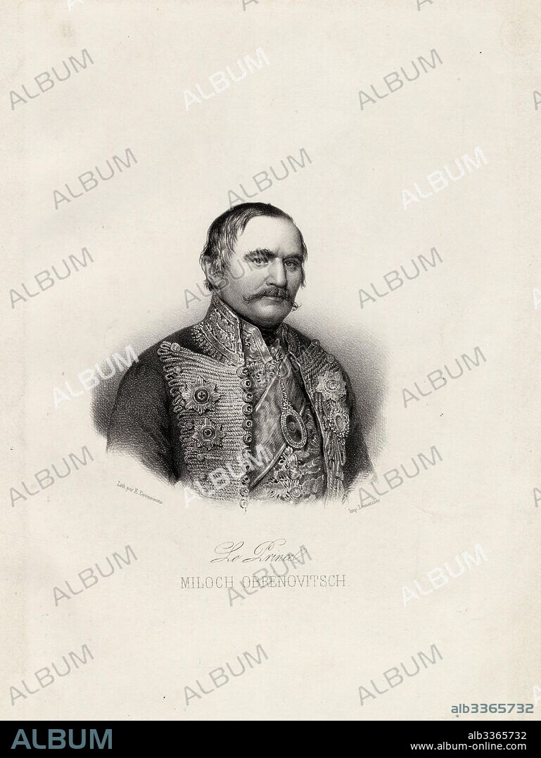 EMILE DESMAISONS. Miloš Obrenovic I (1780-1860), Prince of Serbia.