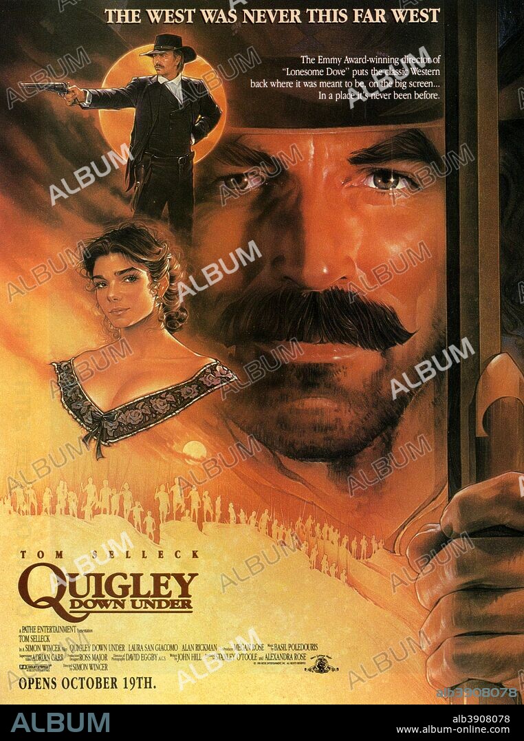 Poster de UN VAQUERO SIN RUMBO, 1990 (QUIGLEY DOWN UNDER), dirigida por SIMON WINCER. Copyright PATHE.