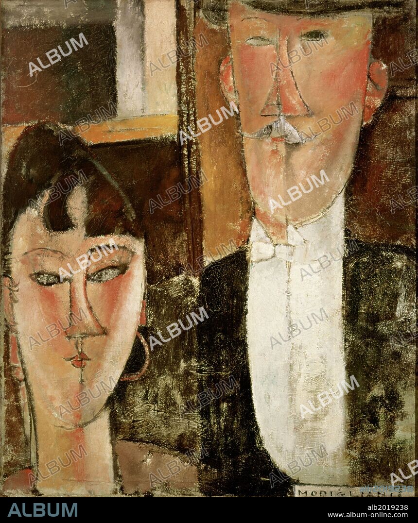 AMEDEO MODIGLIANI. Amadeo Modigliani / 'Bride and Groom (The Couple)', c. 1915, Oil on canvas.