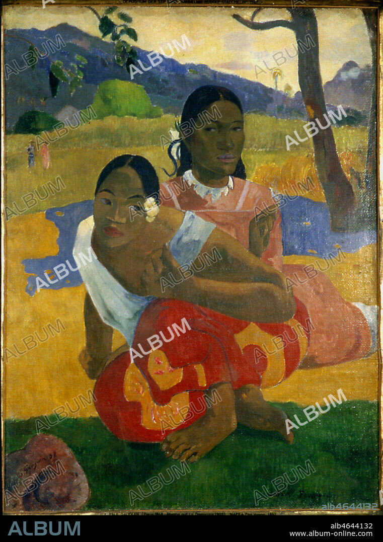 "Nafea faaipoipo ou quand te maries-tu?" tahitiennes peintes par Paul Gauguin à Tahiti en 1892. Fondation Rudolf Staechelin. Credit: Coll. Bouquignaud/Kharbine-Tapabor. Nafea faaipoipo or When will you marry? oil on canvas, GAUGUIN.