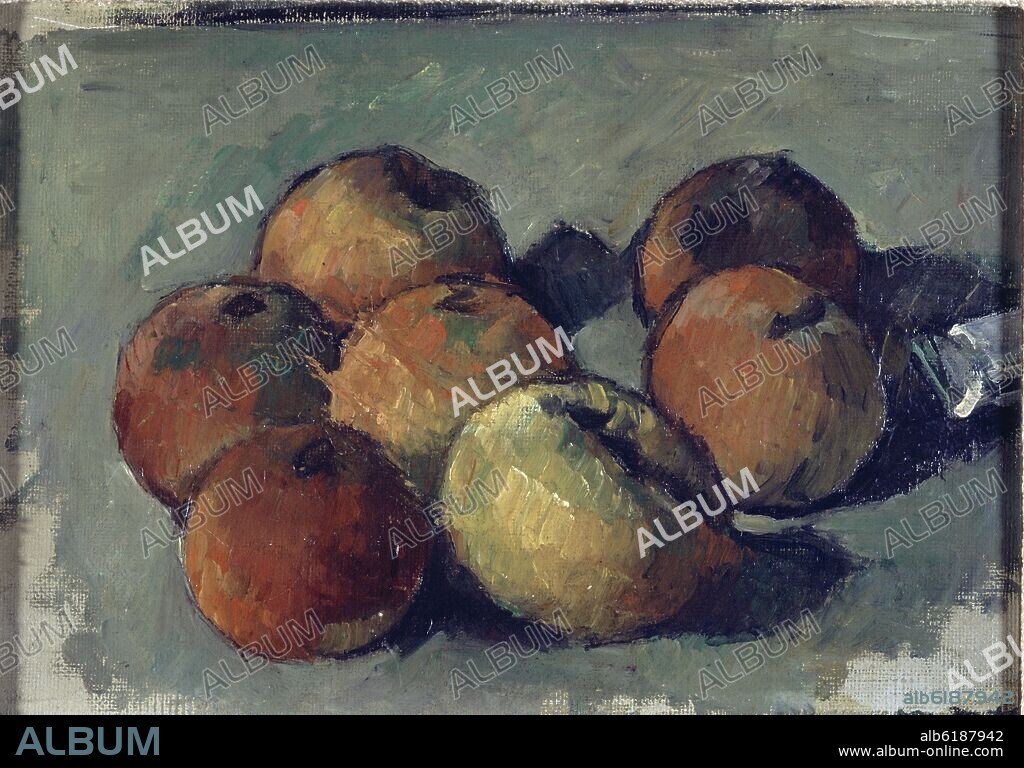 PAUL CEZANNE. 'Bodegón con manzanas y tubo de pintura', ca. 1873-1877, Óleo sobre lienzo, 16,5 x 23,5 cm.