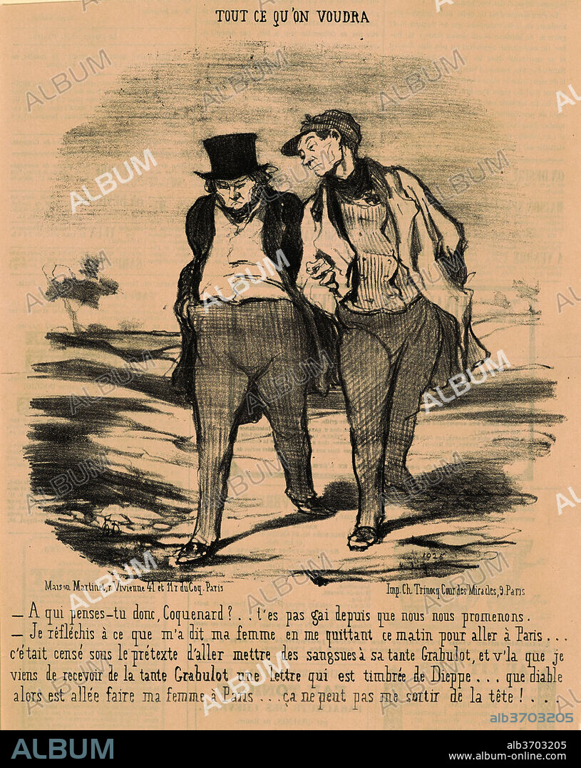 HONORE DAUMIER. A qui penses-tu donc, coquenard? ... Dated: 19th century. Medium: lithograph.