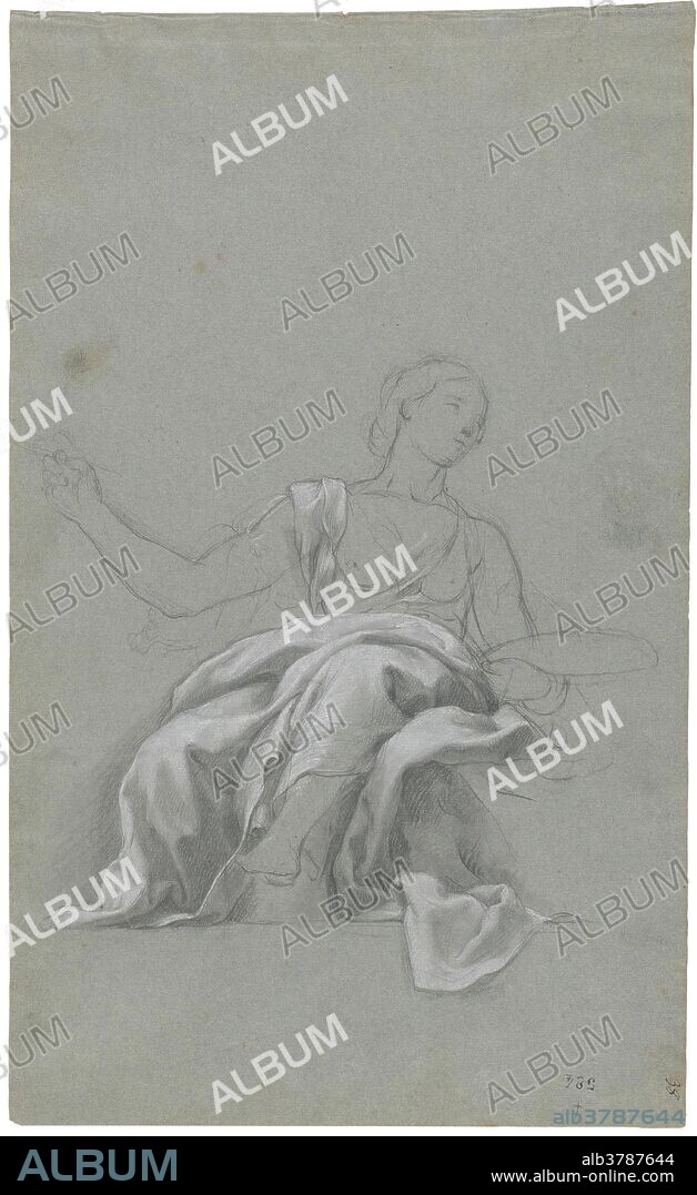 FRANCISCO BAYEU Y SUBIAS. Francisco Bayeu y Subías / 'La Pintura'. 1788. Clarión, Lápiz sobre papel verdoso, 277 x 453 mm.