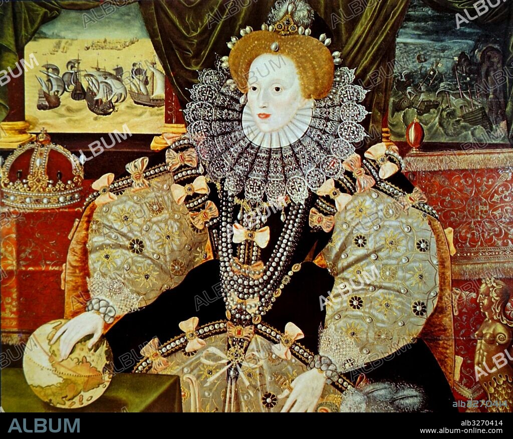 Armada Portrait by George Gower (1540-1596) an English portrait painter and Serjeant Painter to Queen Elizabeth I. Dated 16th Century.
