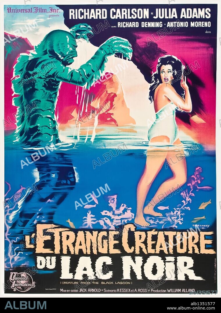 Poster of CREATURE FROM THE BLACK LAGOON, 1954, directed by JACK ARNOLD. Copyright UNIVERSAL PICTURES.