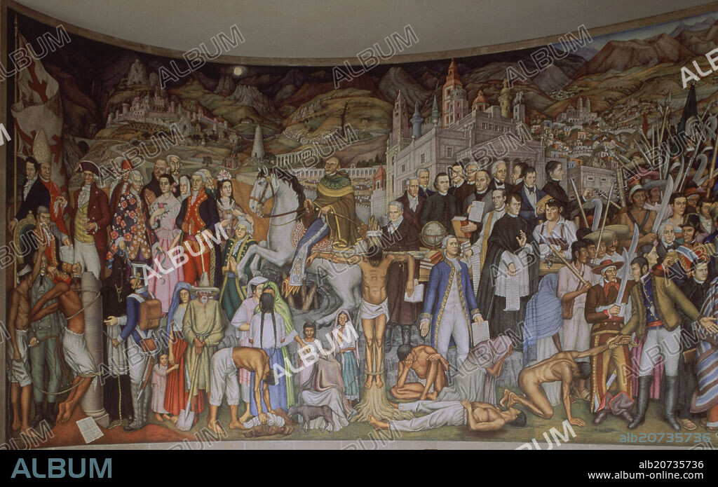 JUAN OGORMAN / JUAN O GORMAN (1905-1982). RETABLO DE LA INDEPENDENCIA DE MEXICO - FRESCO REALIZADO ENTRE 1960 Y 1961.