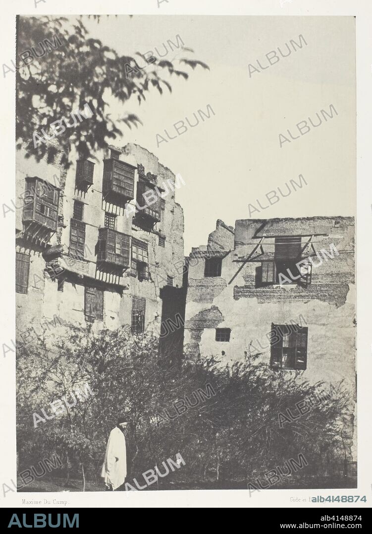 Maison et Jardin dans le Quartier Frank, Le Kaire. Maxime Du Camp; French, 1822-1894. Date: 1849-1851. Dimensions: 20.9 × 15 cm (image/paper); 43 × 30 cm (album page). Salted paper print, plate 3 from the album "Egypte, Nubie, Palestine et Syrie" (1852). Origin: France.