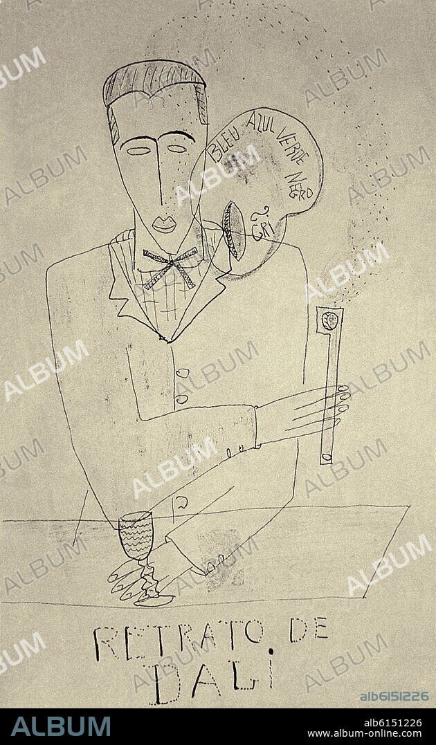 FEDERICO GARCÍA LORCA. DIBUJO-"A DALI"-RETRATO DE DALI.