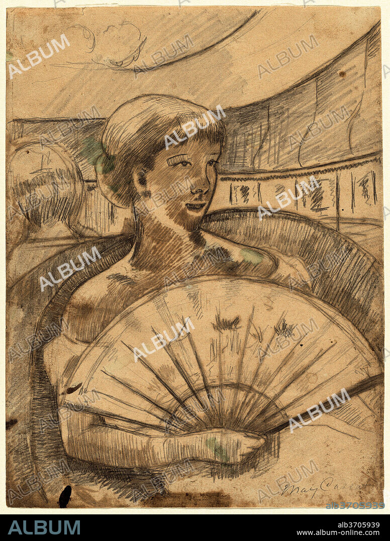 MARY CASSATT. In the Opera Box (No. 3) [recto]. Dated: 1880. Dimensions: overall (approximate): 21.2 x 16 cm (8 3/8 x 6 5/16 in.). Medium: graphite on wove paper.