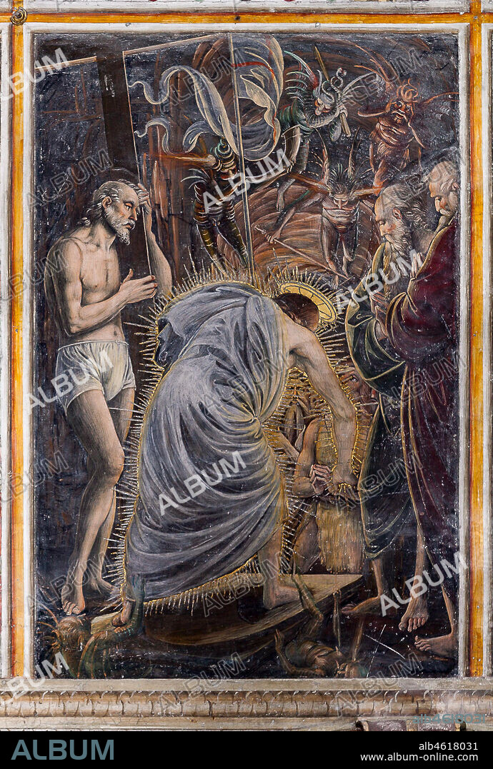 Varallo Sesia, Church of Santa Maria delle Grazie: frescoes of the Gaudenzio Ferrari wall "The life and the Passion of Christ", by Gaudenzio Ferrari, 1513. Detail of "Christ descending to the Underworld (Hell)".