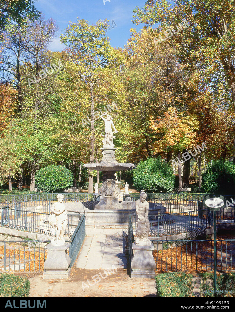 SEBASTIAN HERRERA BARNUEVO (1619-1671). ENTRADA AL JARDIN DE LA ISLA CON LA FUENTE DE HERCULES Y LA HIDRA EN EL CENTRO - SIGLO XVII.