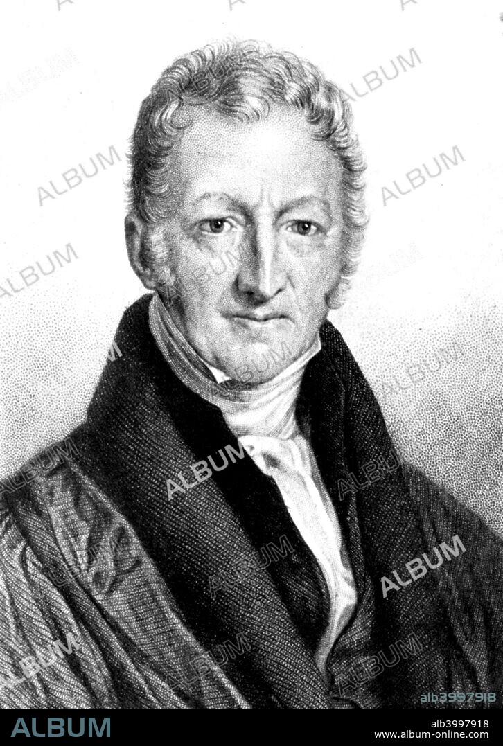 Thomas Robert Malthus, English economist and clergyman. Malthus (1766-1834) believed that population growth would outstrip food supplies, with disastrous results. He published his theory in his famous Essay on the Principle of Population which first appeared in 1798, advocating population control as the solution to the impending crisis. Malthus had not anticipated the influence of the scientific and technological advances of the Industrial Revolution, however, and his predictions of doom proved false.