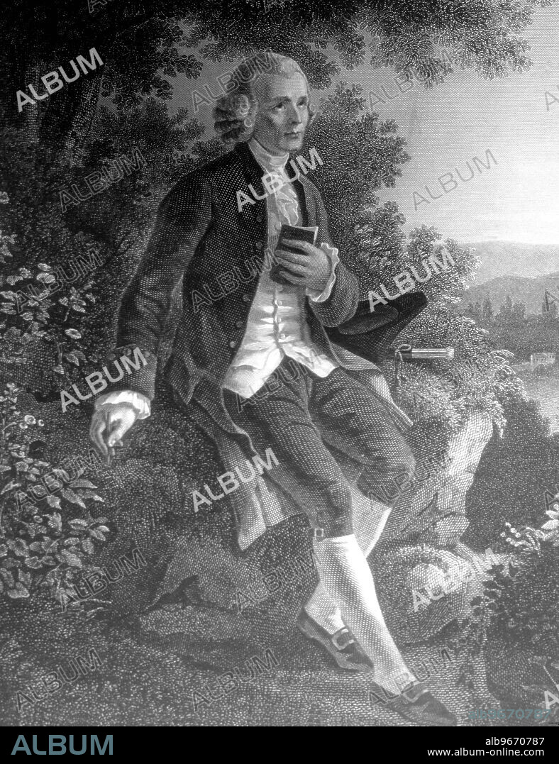 ROUSSEAU, JEAN JACQUES. ESCRITOR FRANCES. 1712-1778. GRABADO. BIBLIOTECA NACIONAL. MADRID.