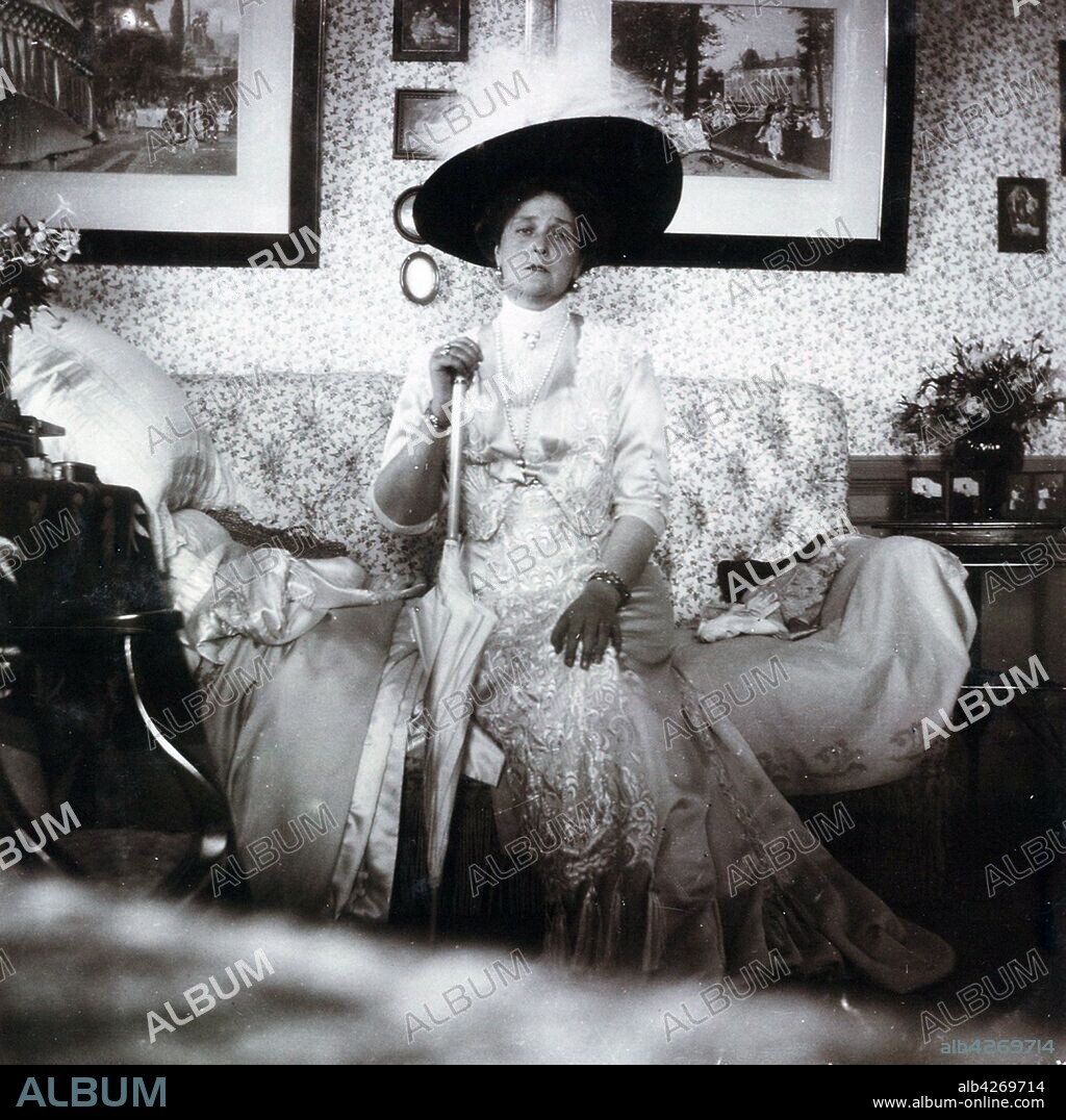 Portrait of the Tsarina of Russia, Alexandra of Russia. Alexandra Feodorovna (1872 – 17 July 1918) was Empress of Russia as the spouse of Nicholas II—the last ruler of the Russian Empire, from their marriage on 26 November 1894 until his forced abdication on 15 March 1917.