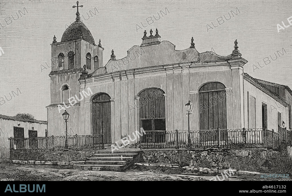 Isla de Cuba. Santiago de Cuba. Parroquia de la Santísima Trinidad. Grabado por Matute. La Ilustración Española y Americana, 1898.
