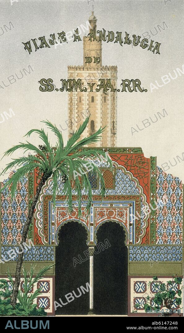TUBINO FRANCISCO MARIA. VIAJE DE SSMM Y AARR A ANDALUCIA EN 1862 - TORRE DEL ORO Y ALCAZAR DE SEVILLA.