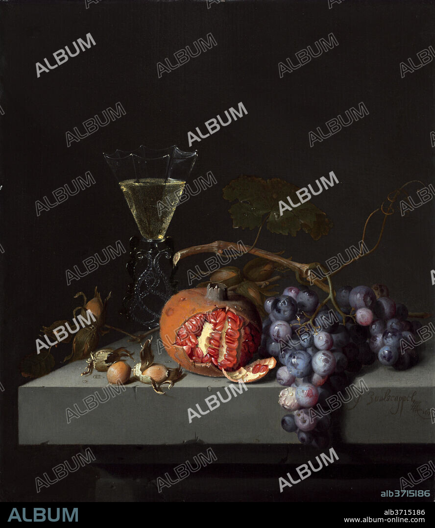 JACOB VAN WALSCAPELLE. Still Life with Fruit. Dated: 1675. Dimensions: overall: 40 x 34.7 cm (15 3/4 x 13 11/16 in.)  framed: 58.7 x 53 x 5.7 cm (23 1/8 x 20 7/8 x 2 1/4 in.). Medium: oil on panel.