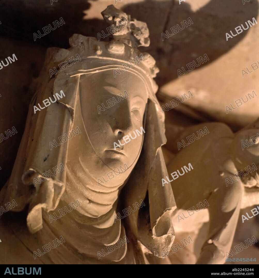 PERE DE BONULL. Detalle del sepulcro de la reina Blanca de Anjou. Monasterio de Santes Creus, 1314.