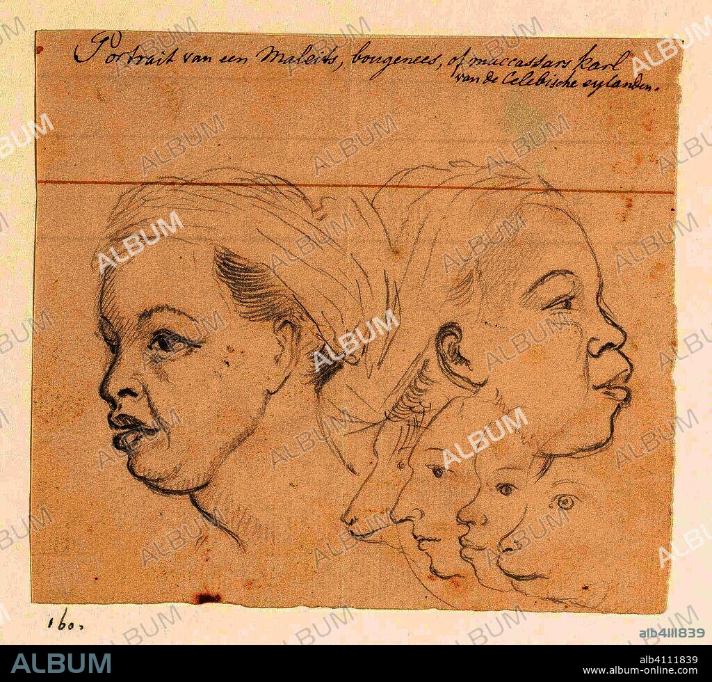 Portret van een Boeginees. Portrait van een Maleits, bougenees, of maccassars karl van de Celebische eylanden. (title on object). Draughtsman: Jan Brandes. Dating: 1779 - 1785. Place: Batavia. Measurements: h 130 mm × w 145 mm.