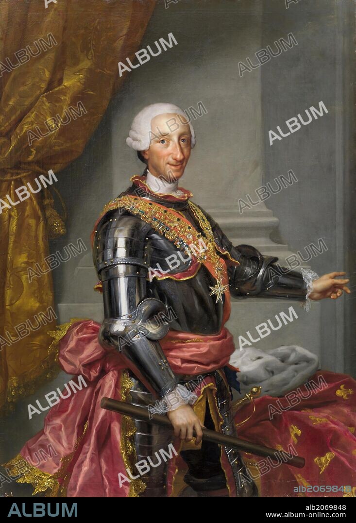 ANTON RAPHAEL MENGS. Anton Rafael Mengs / 'Carlos III', Hacia 1761, Escuela Alemana, Óleo sobre Lienzo, 151,1 cm x 109 cm, P02200.