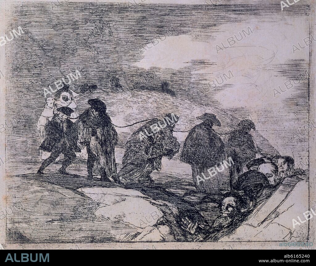 FRANCISCO DE GOYA. DESASTRES DE LA GUERRA (1810-1815) - DESASTRE Nº 70 - NO SABEN EL CAMINO - AGUAFUERTE, PUNTA SECA, BURIL Y BRUÑIDOR - 177 x 220 mm.