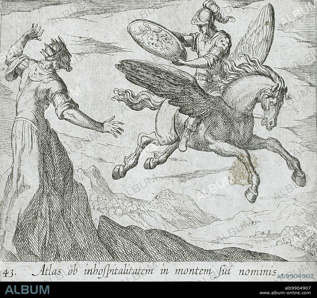 ANTONIO TEMPESTA y WILHELM JANSON. Atlas Turned into a Mountain, published 1606. Series: The Metamorphoses of Ovid, pl. 43; Edition: Second edition.