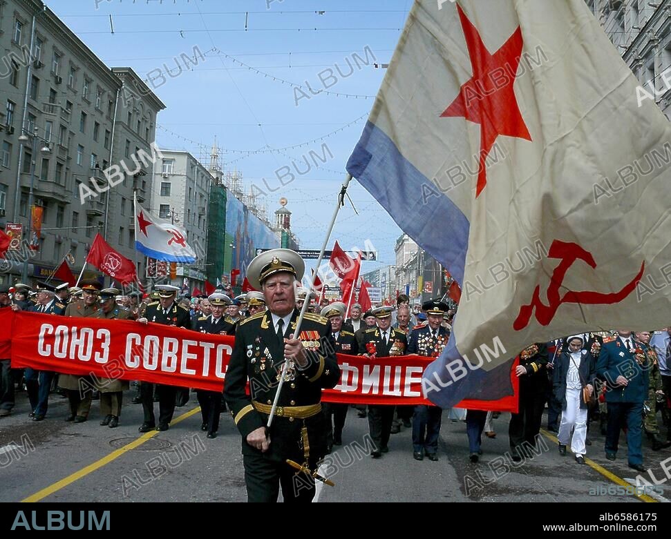 Moskau, Demonstration am 9. Mai, dem Tag des Sieges im 2. WK.