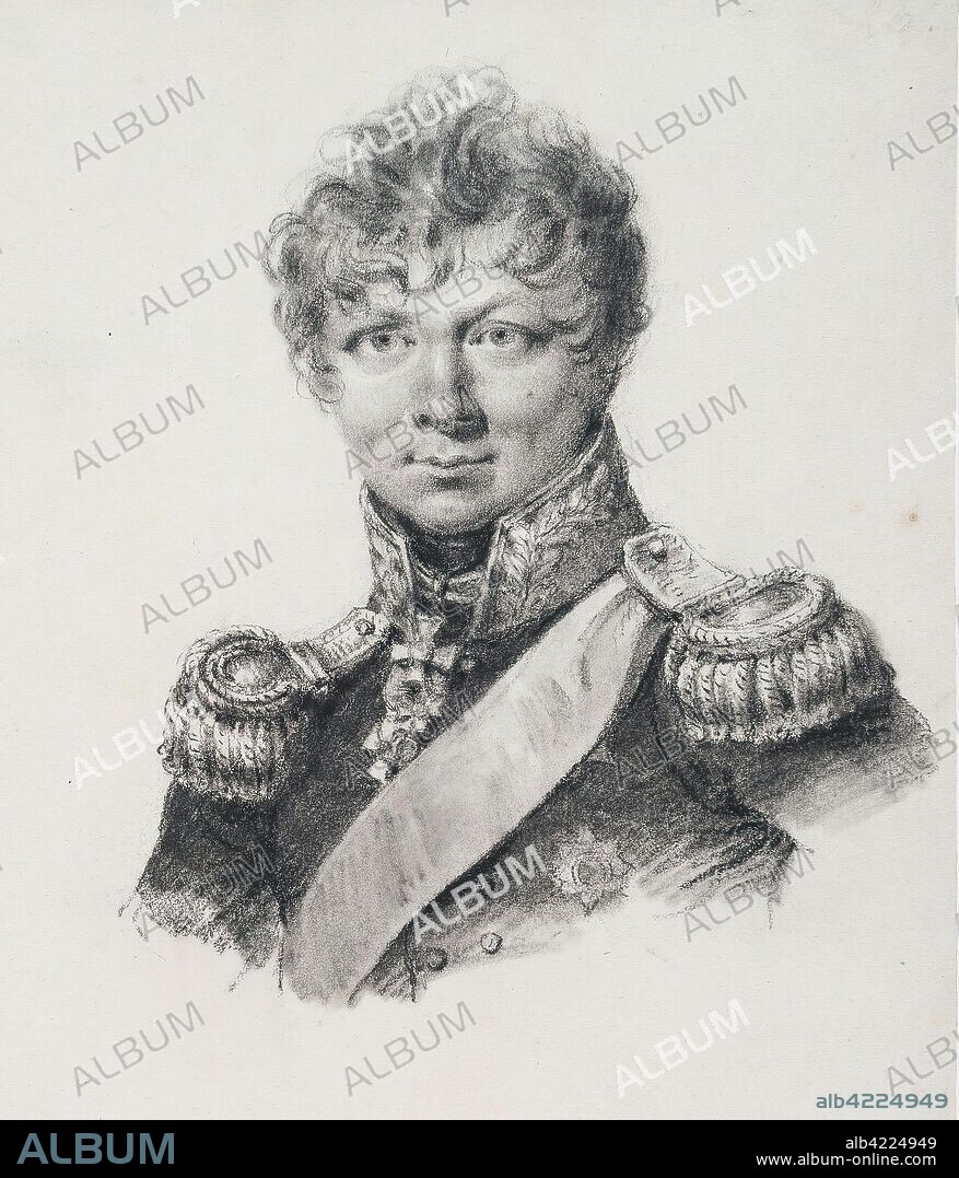 LOUIS DE SAINT-AUBIN. 'Portrait of Quartermaster General Baron I.I. Dibich'. Russia, 1813-1815. Dimensions: 47x37 cm (passe-partout).