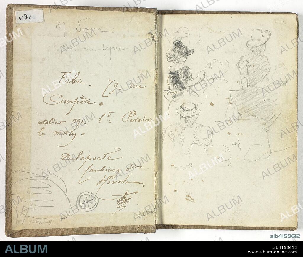 HENRY SOMM (FRANÇOIS CLÉMENT SOMMIER). Sketchbook. Henry Somm; French, 1844-1907. Date: 1880-1890. Dimensions: 140 × 90 mm (page); 149 × 100 mm (binding). Pen and black, brown, and blue inks and graphite on ivory wove paper. Origin: France.