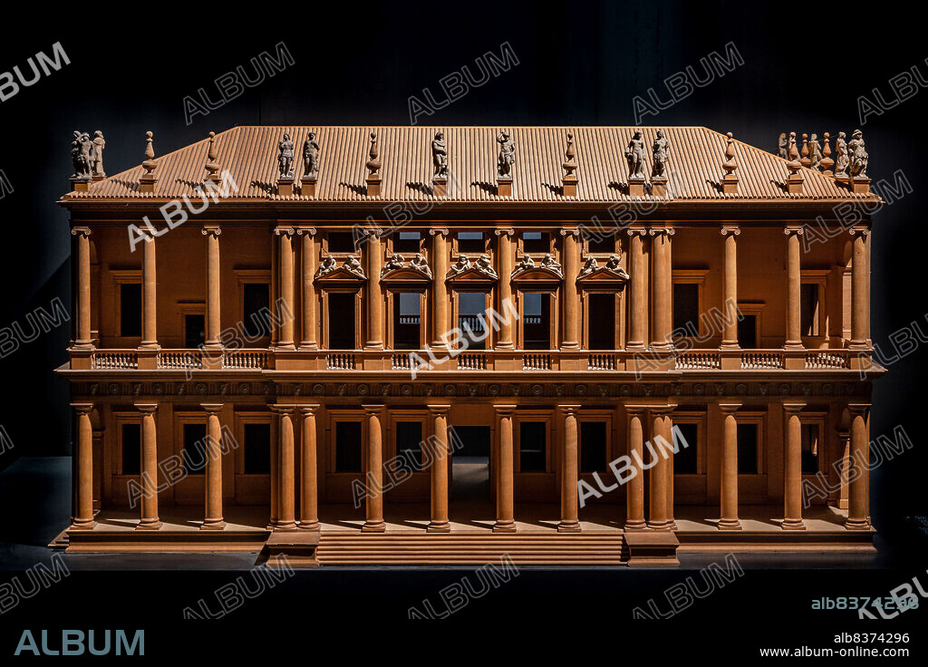 Model of Chiericati Palace in Vicenza, by Andrea Palladio, wood with porcelain details.