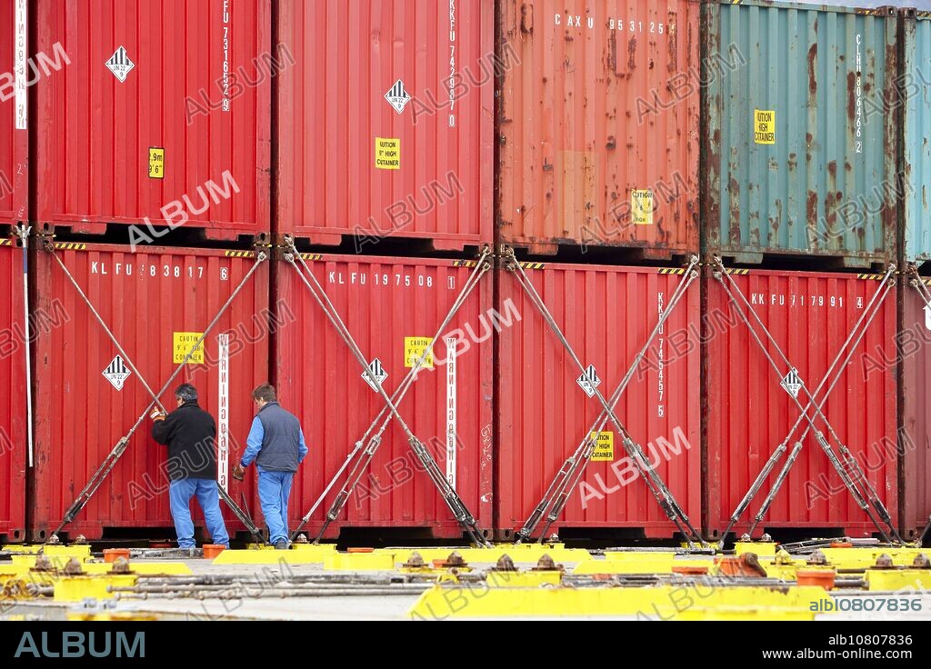 Cargo loading containers. Port of Bilbao, Biscay, Basque Country, Spain.