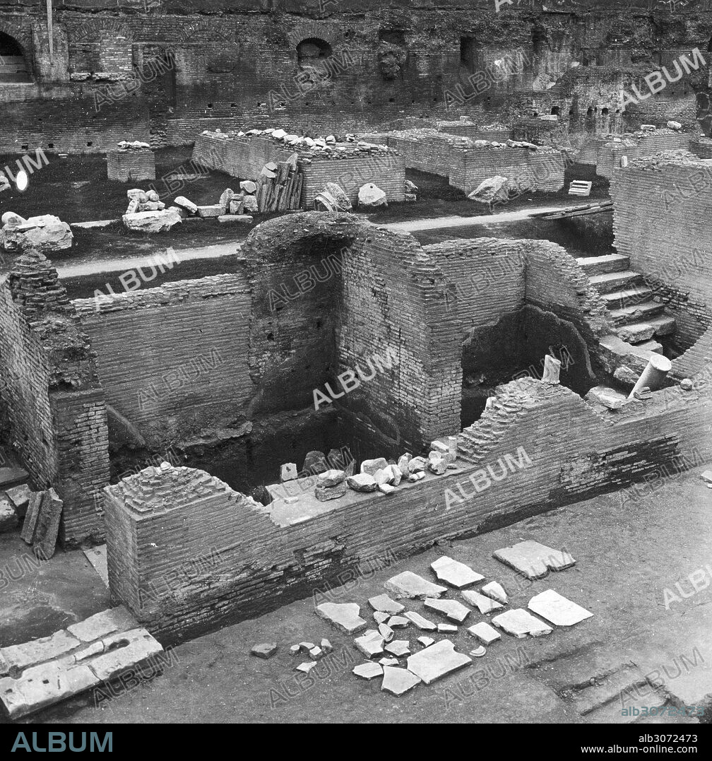 ROME: LUDUS MAGNUS.Underground rooms at the northern section of the Ludus Magnus gladiator arena in Rome, Italy, after restorations, c1961.